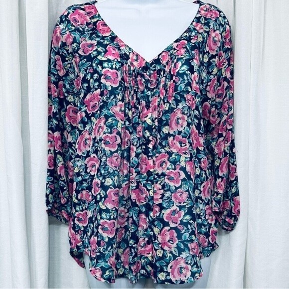 LC Lauren Conrad Floral Print‎ Sheer Button Down Blouse Size Small Multicolored - Picture 3 of 12